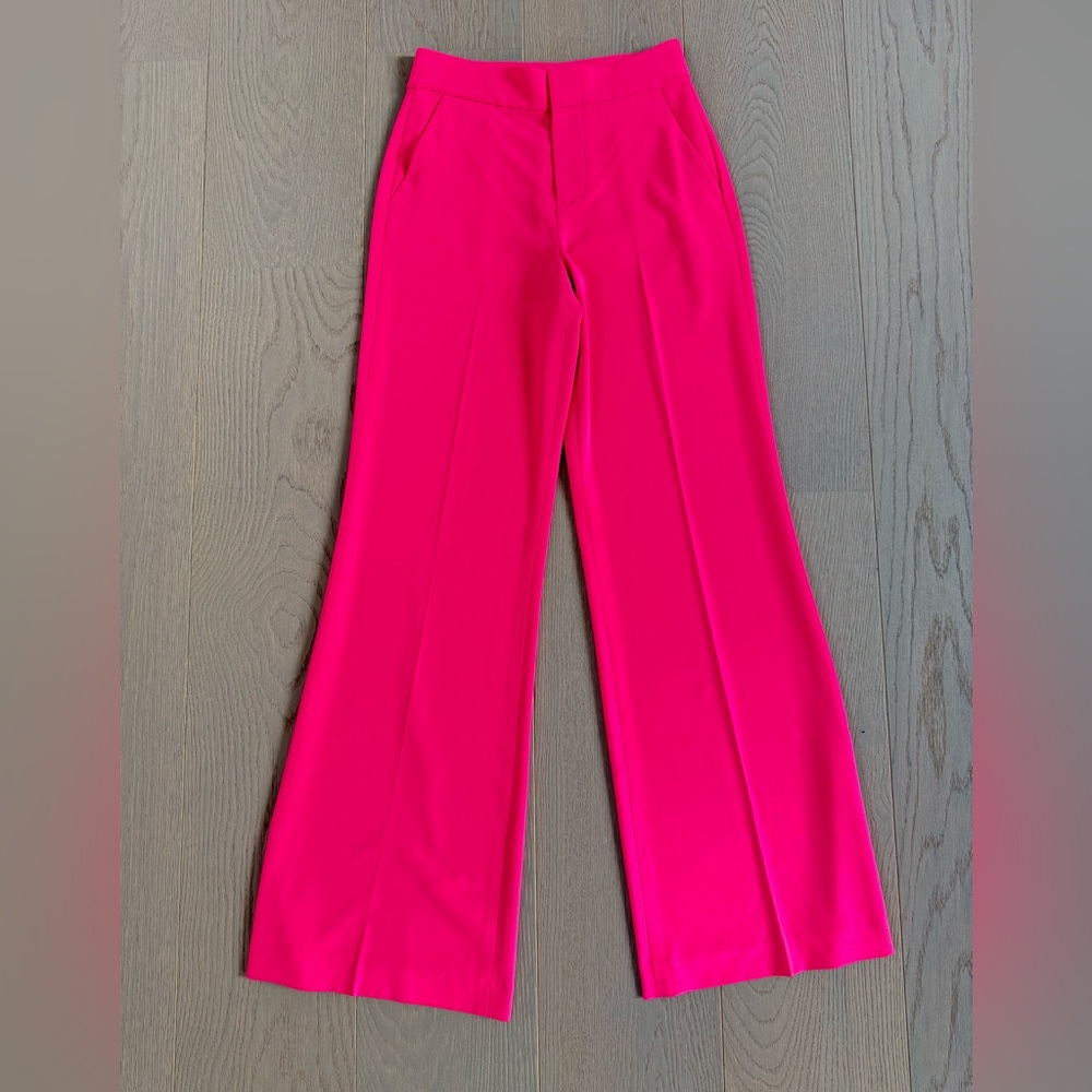 Alice & Olivia Dylan Fuchsia Wide Leg Trousers in Wild Pink - Picture 10 of 11